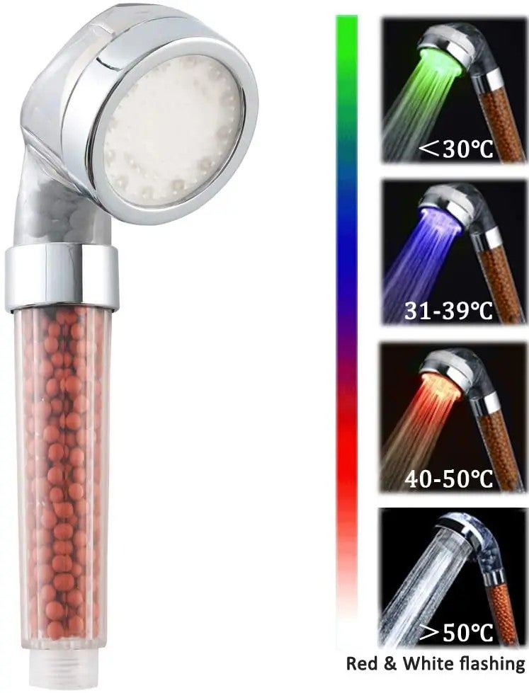 Bluejw 7 Color Changing LED Shower Head with Double Filter - Ionic Soft Water Filter Showerhead for Hard Water & Chlorine Removal - Image 1